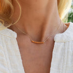 1.32 TCW Round Citrine Lab Made Diamond-November Birthstone Bar Necklace 6