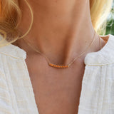 1.32 TCW Round Citrine Lab Made Diamond-November Birthstone Bar Necklace 6