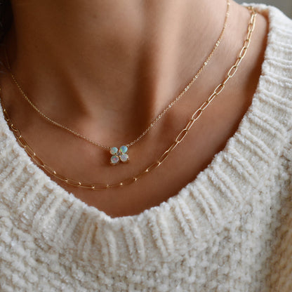 1.16 TCW Round Opal Lab Made Diamond- October Birthstone Necklace 6