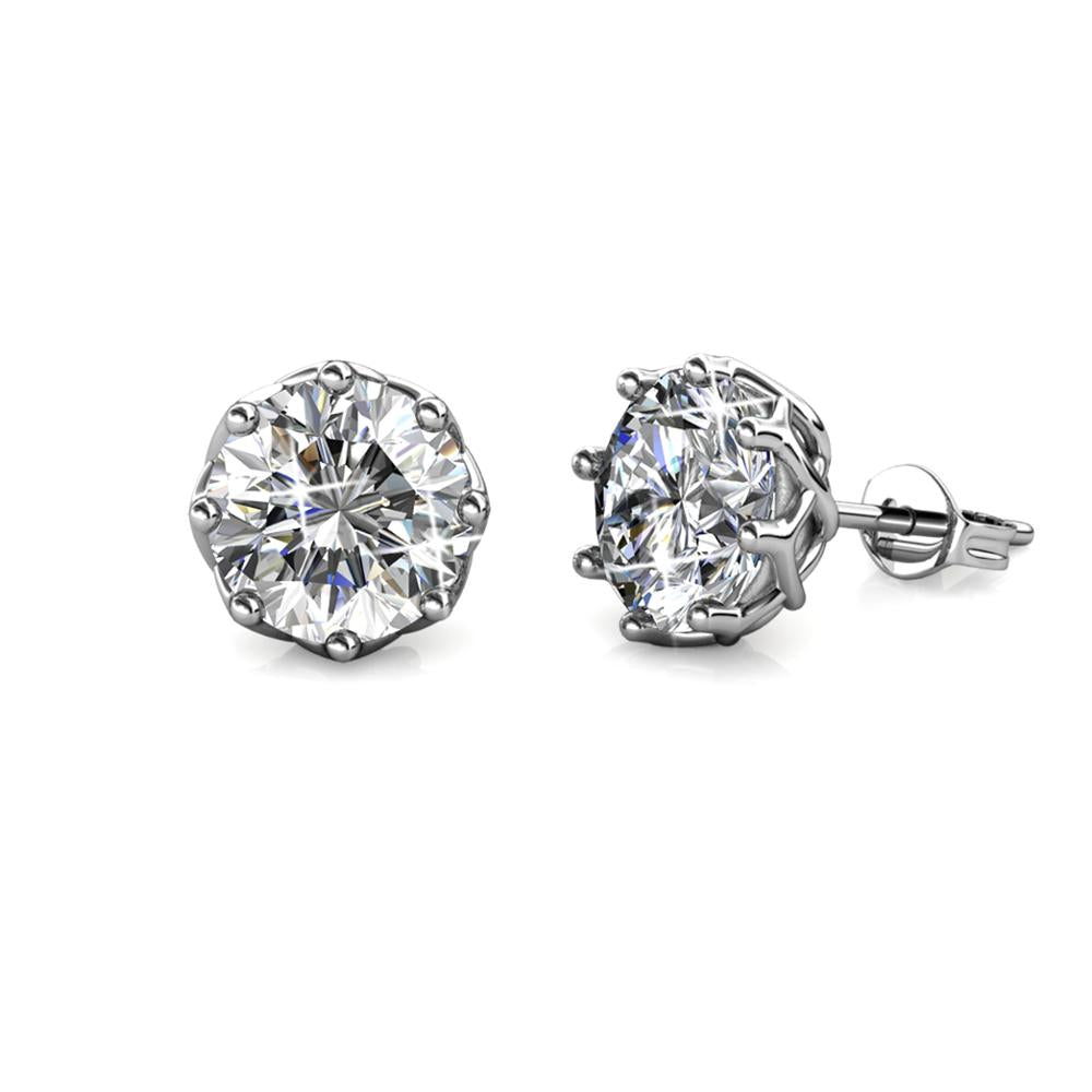 Round Cut Cubic Zirconia in 925 Sterling Silver Earrings 4