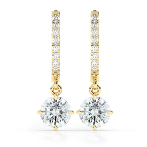 2.0 TCW Round Cut Moissanite Hoops Earrings in Gold