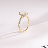 Stunning 1.0 - 2.0 CT Radiant Moissanite Engagement Ring with Pave & Hidden Halo Design 5