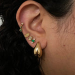 0.40 TCW Emerald Cut Moissanite Bezel Stud Earrings in Gold 2