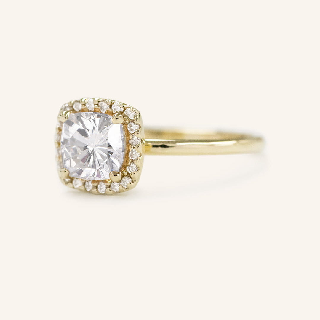 Stunning 1 CT Cushion Moissanite Engagement Ring With Halo Design 2