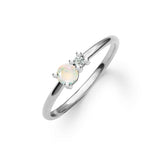 0.41 TCW Round Opal Lab Made Diamond- October Birthstone Engagement Ring 5