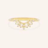 Stunning 0.2 TCW Round & Baguette Moissanite Stones Curved Wedding Bands 1