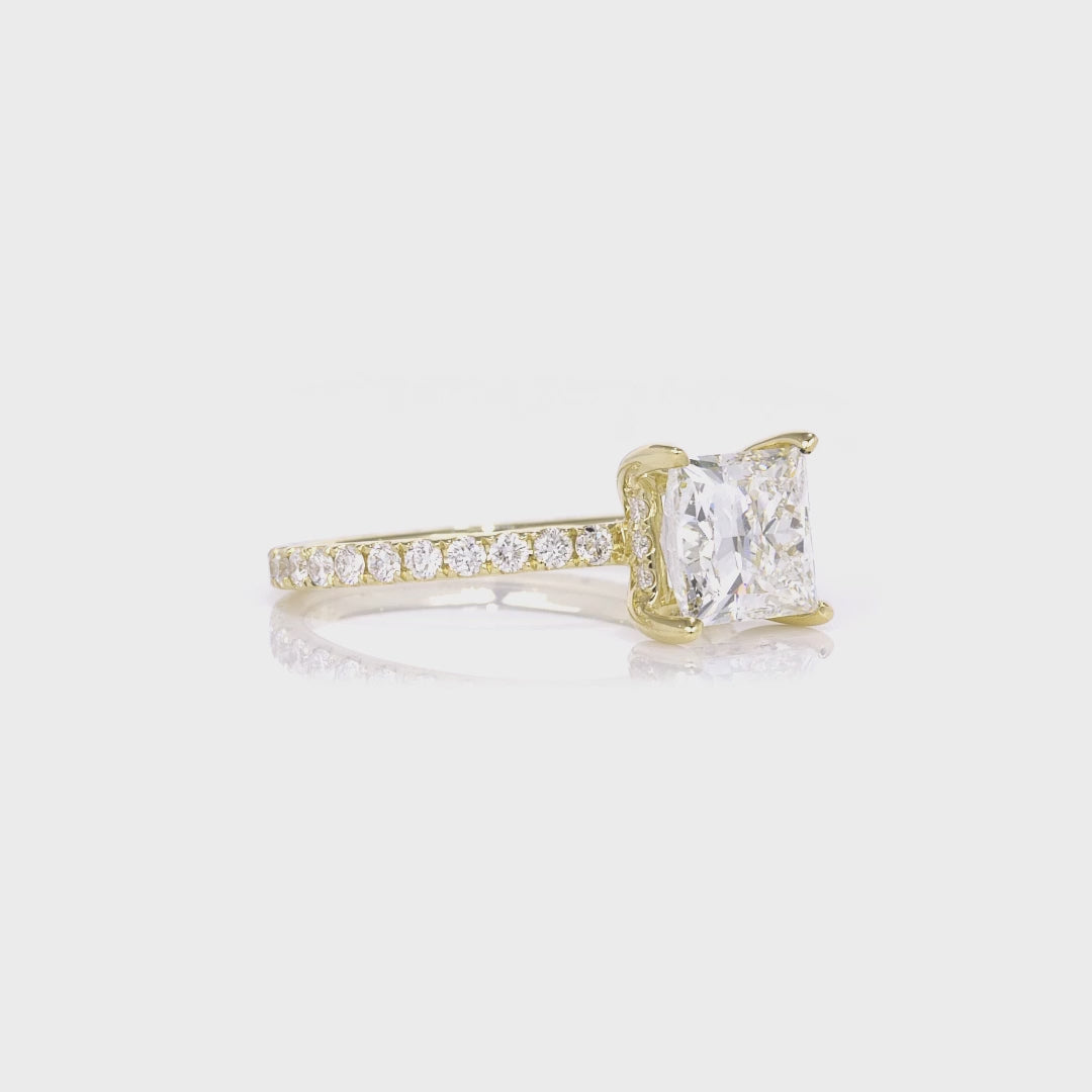 Stunning 2.0 CT Princess Moissanite Engagement Ring with Hidden Halo & Pave Design 4