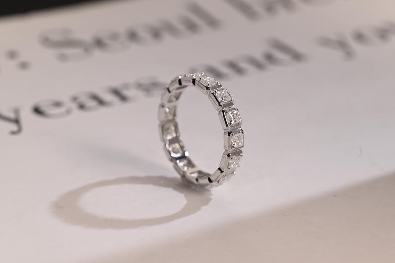 Stunning 0.4 TCW Princess Moissanite Stones Full Eternity Wedding Band 5