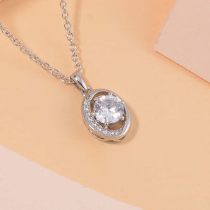 Round Cut Cubic Zirconia in 925 Sterling Silver Necklace