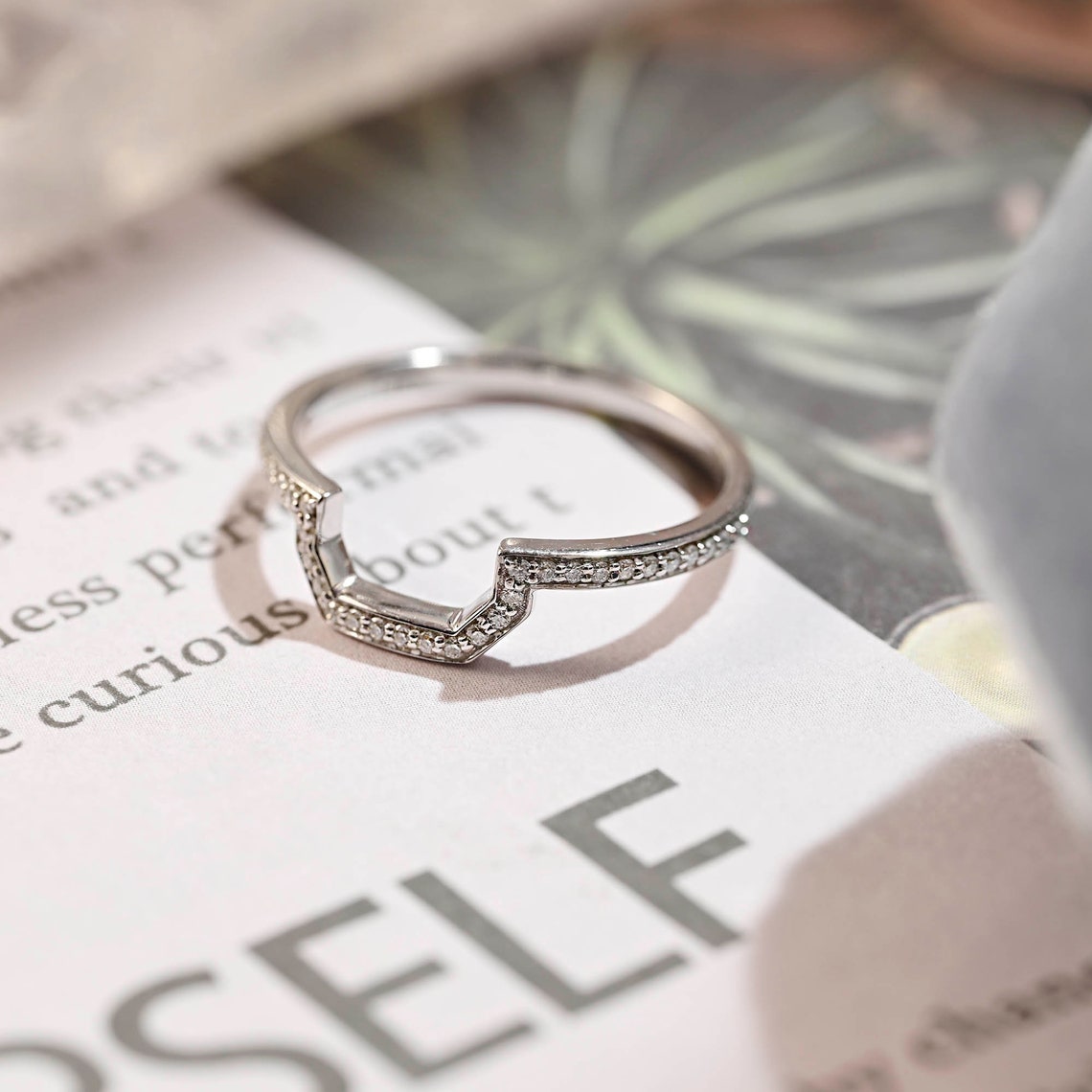 0.3 TCW Round Cut Shaped Moissanite Bridal Wedding Band 6