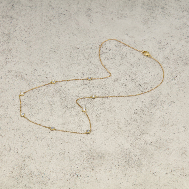 0.50 TCW Round Moissanite Diamond Bezel Necklace in Solid Gold 3