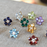 2.5 TCW Round Emerald Lab Made Diamond-May Birthstone Floral Stud Earrings 8