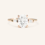 Stunning 1 CT Oval Moissanite Engagement Ring With Three Stone Design 3