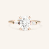 Stunning 1 CT Oval Moissanite Engagement Ring With Three Stone Design 3