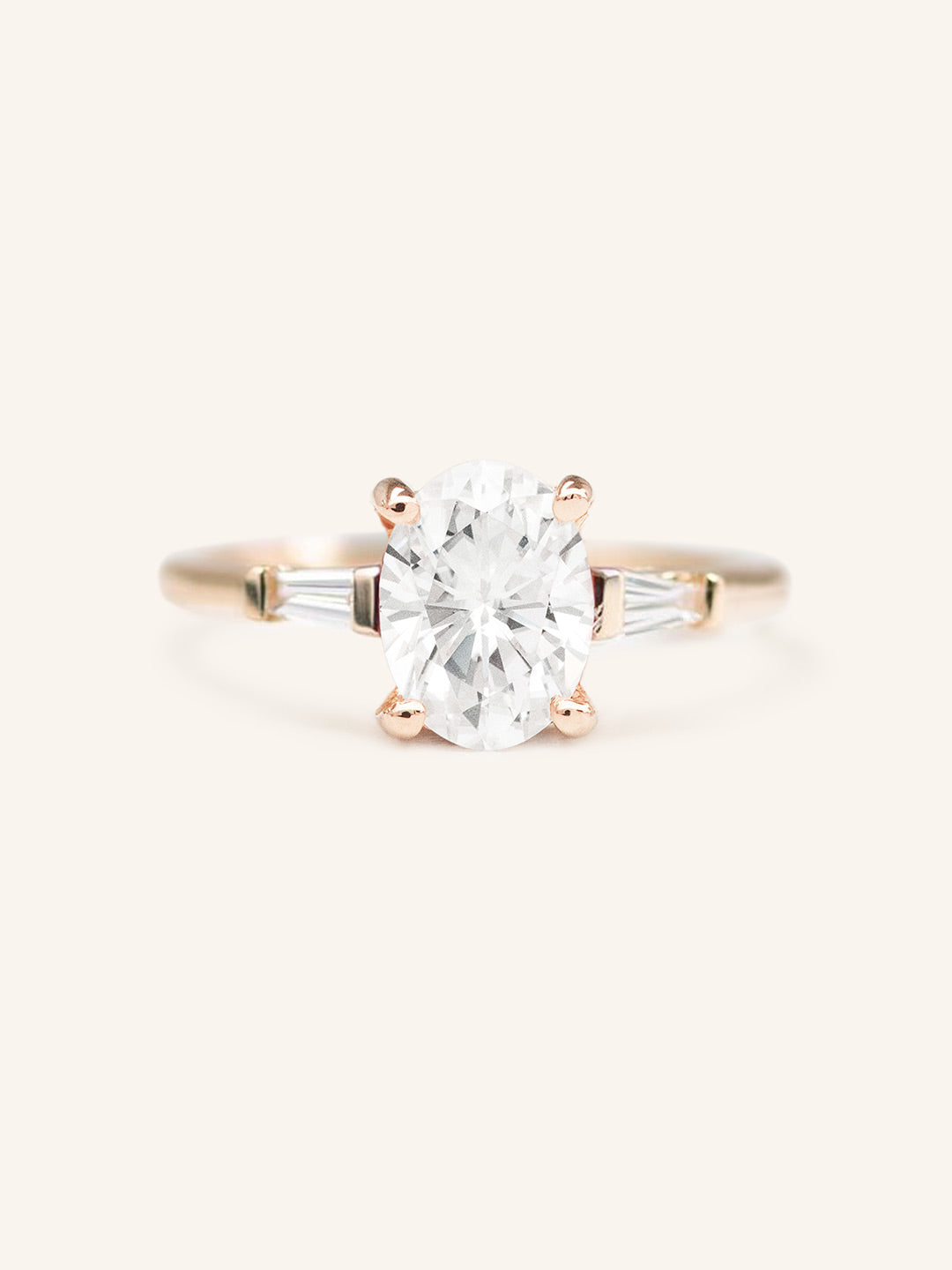 Stunning 1 CT Oval Moissanite Engagement Ring With Three Stone Design 3