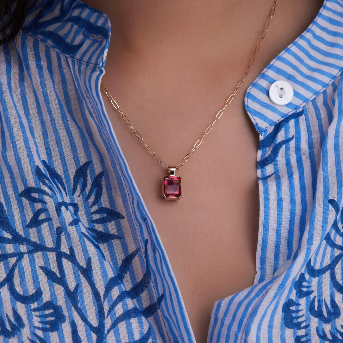 4 CT Emerald Ruby Lab Made Diamond- July Birthstone Pendant 2
