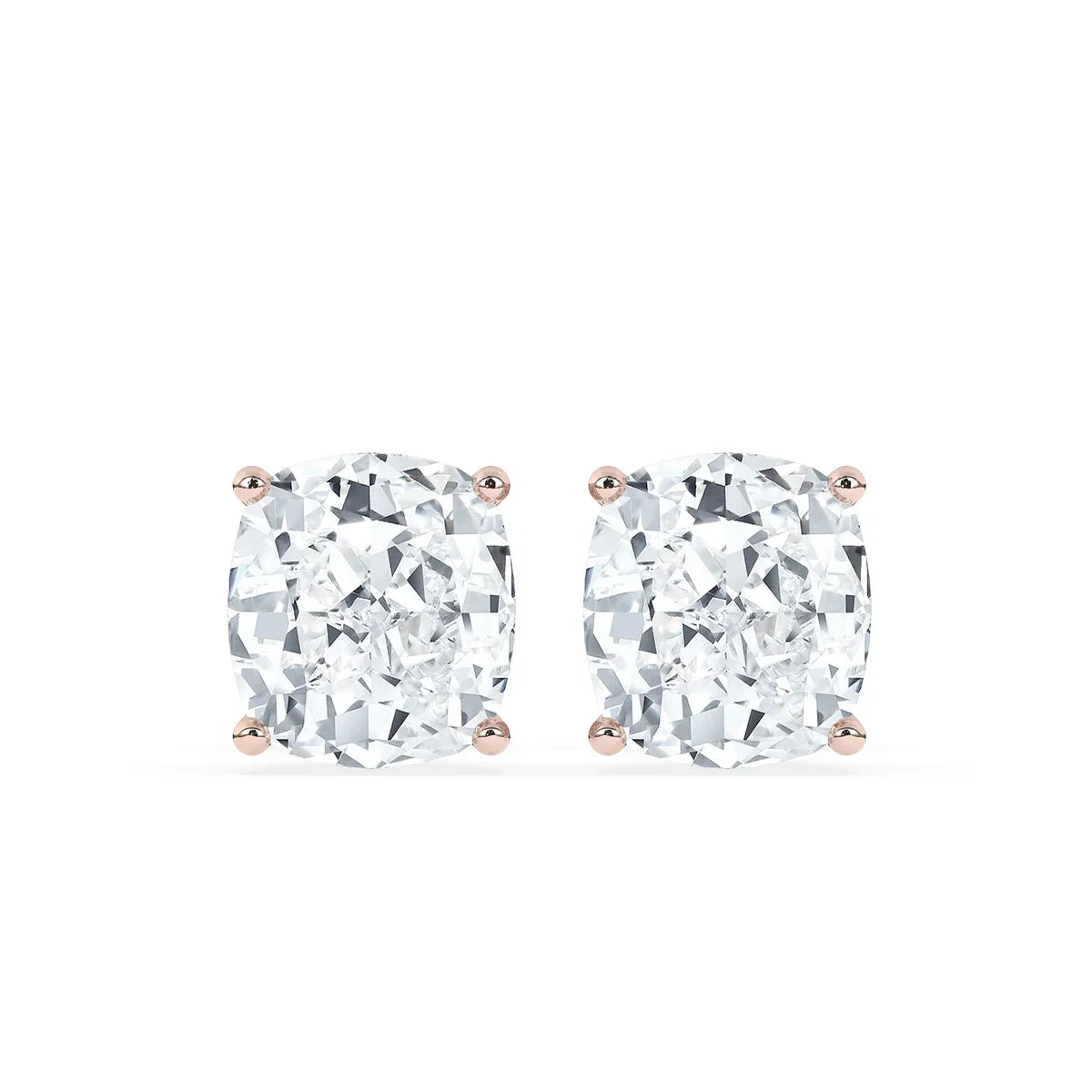 2.0 TCW Cushion Cut Moissanite Hidden Halo Stud Earrings in Gold 1