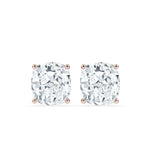 2.0 TCW Cushion Cut Moissanite Hidden Halo Stud Earrings in Gold 1
