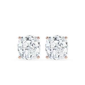 2.0 TCW Cushion Cut Moissanite Hidden Halo Stud Earrings in Gold