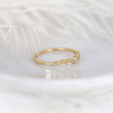 Stunning 0.07 TCW Round Moissanite Stones Leaf Nesting Metal Wedding Bands 2