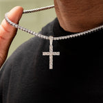 35 CT Round Moissanite Cross Style Silver Pendant for Him 4