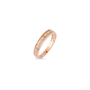 Delicate Moissanite Men' Wedding Band with Round Cut Stones in Solid Gold