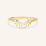Stunning 0.2 TCW Baguette Moissanite Stones Curved Wedding Bands 1