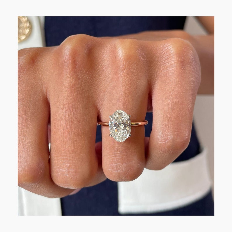 Stunning 2.5 CT Oval Moissanite Engagement Ring in Hidden Halo Design 1