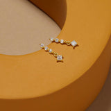1.0 TCW Round & Princess Cut Moissanite Dangle Earrings in Gold 11