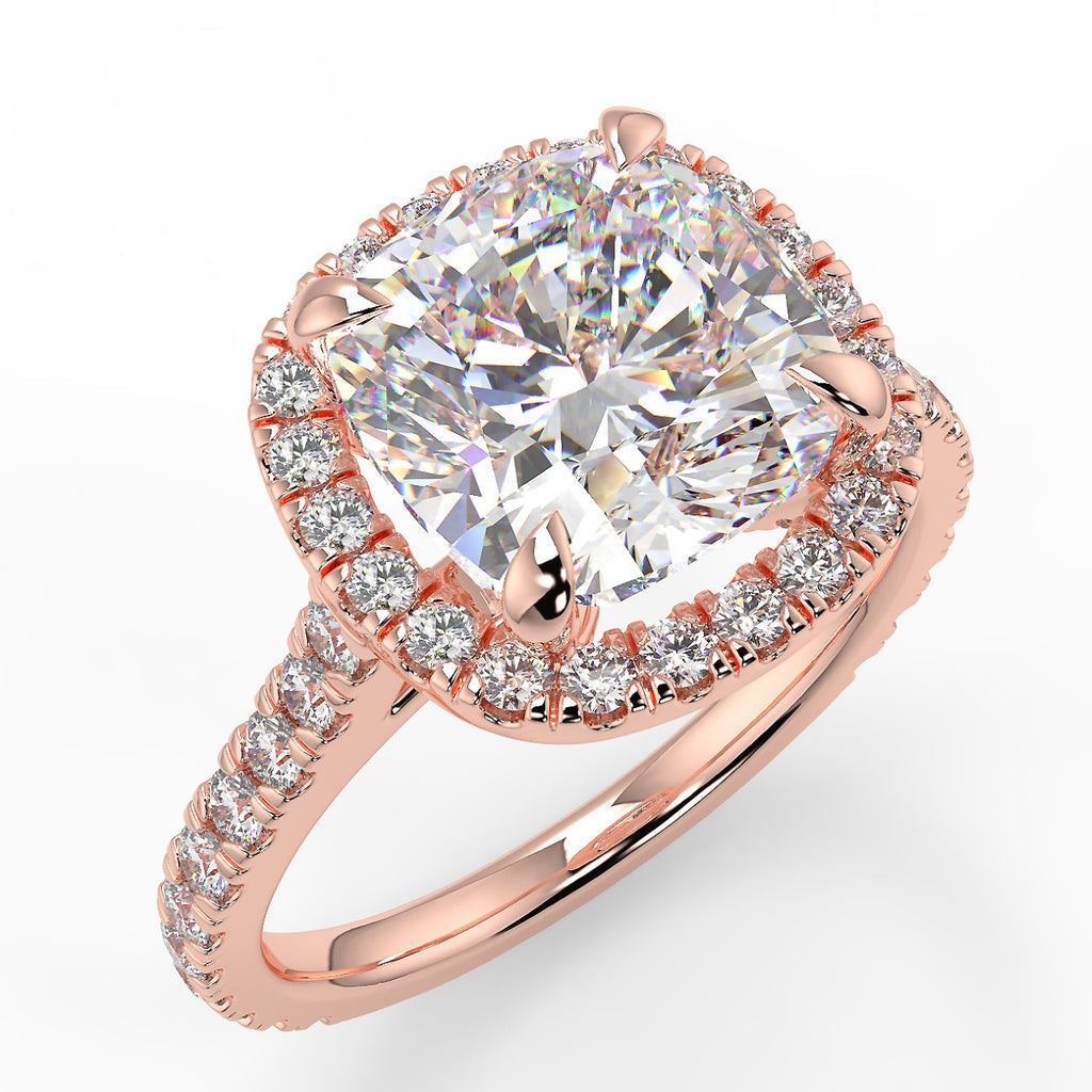 Stunning 2.40 CT Cushion Moissanite Engagement Ring with Halo & Pave Design 8