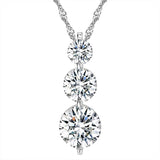 Round Cut Cubic Zirconia in 925 Sterling Silver Necklace 1