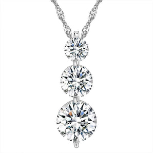 Round Cut Cubic Zirconia in 925 Sterling Silver Necklace