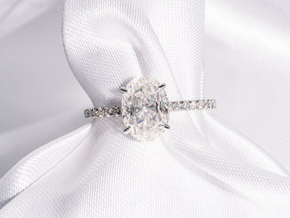 Classic 2.0 CT Oval Cut Moissanite Engagement Ring with Hidden Halo & Pave Design 1