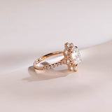 Stunning 1.0 - 2.0 CT Oval Moissanite Engagement Ring with Pave & Halo Design 10
