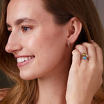 1.08 TCW Round Aquamarine Lab Made Diamond- March Birthstone Hoops 2