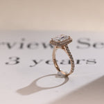Stunning 1.0 - 2.0 CT Radiant Moissanite Engagement Ring with Pave & Halo Design 7