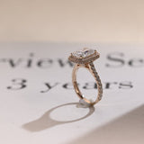 Stunning 1.0 - 2.0 CT Radiant Moissanite Engagement Ring with Pave & Halo Design 7