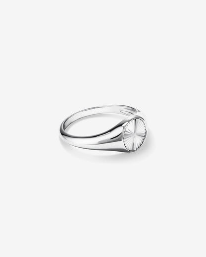 Classic Sunray Round Signet Men's Wedding Band in Solid Gold 4