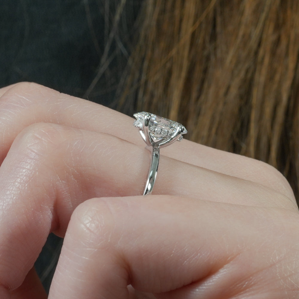 Stunning 1.0- 2.0 CT Oval Moissanite Engagement Ring with Hidden Halo Design 5