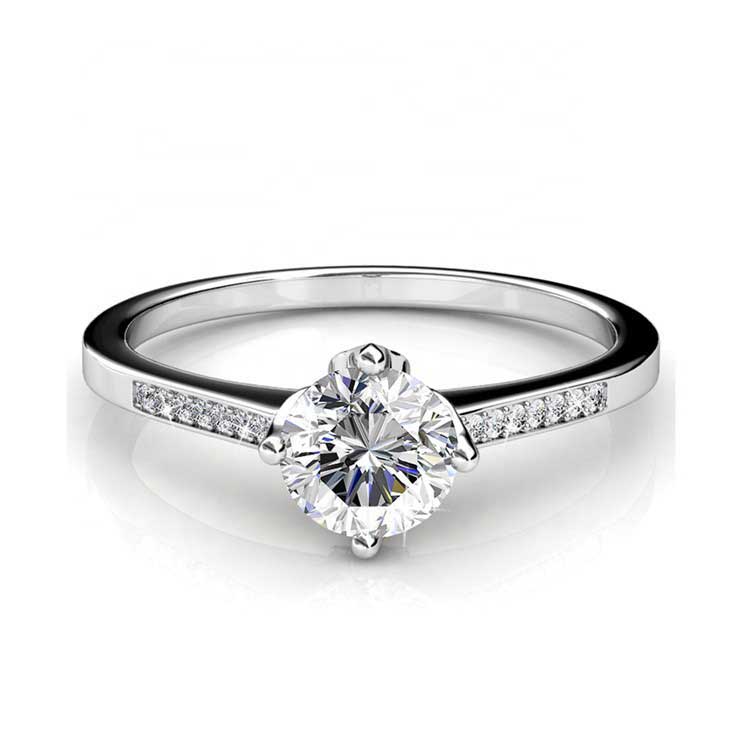 Round Cut channel Setting Cubic Zirconia in 925 Sterling Silver Ring 1