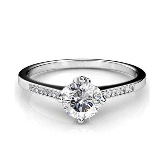 Round Cut channel Setting Cubic Zirconia in 925 Sterling Silver Ring 1