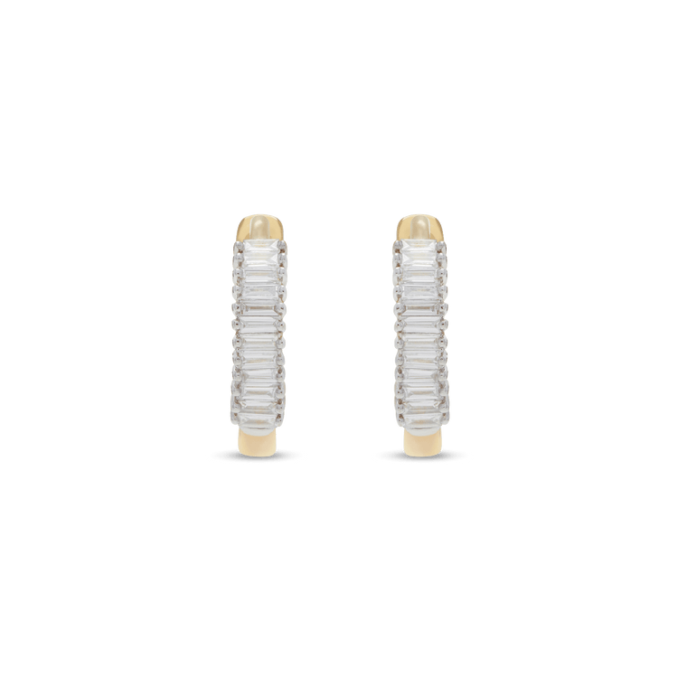 1.0 TCW Baguette Cut Moissanite Huggies Earrings in Gold 6