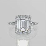 Stunning 2.53 CT Emerald Moissanite Engagement Ring with Halo & Pave Design 4