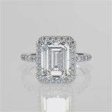 Stunning 2.53 CT Emerald Moissanite Engagement Ring with Halo & Pave Design 4