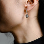 1.0 TCW Round Cut Moissanite Halo Drop Earrings in Gold 4