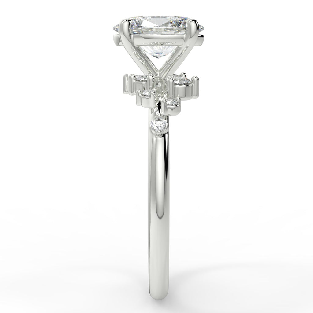 Stunning 1.42 CT Oval Moissanite Engagement Ring with Cluster Design 7