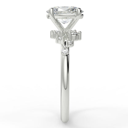 Stunning 1.42 CT Oval Moissanite Engagement Ring with Cluster Design 7