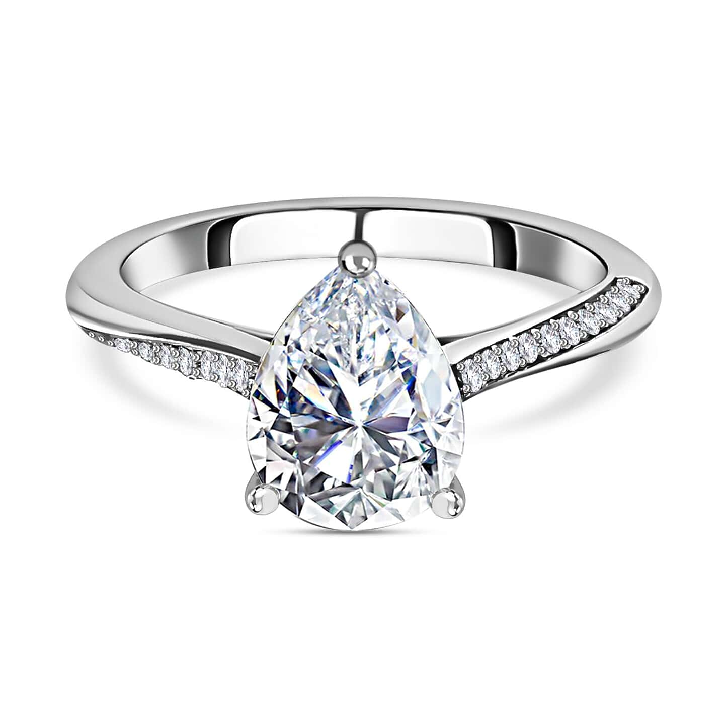 Pear Cut Pave Style Cubic Zirconia in 925 Sterling Silver Ring 1