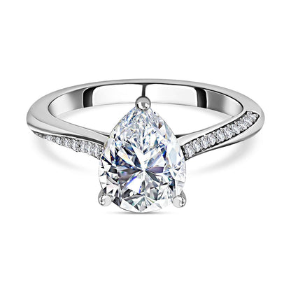 Pear Cut Pave Style Cubic Zirconia in 925 Sterling Silver Ring 1