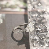 Stunning 4.0 CT Radiant Moissanite Engagement Ring with 3 Stones & Pave Design 5